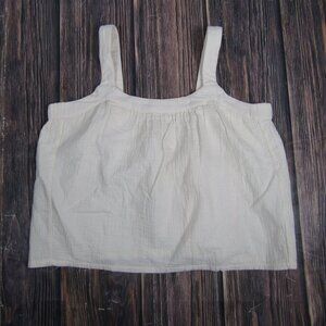 Pact Tank Top Womens Medium White Organic Cotton Gauze Crinkle Cami Summer